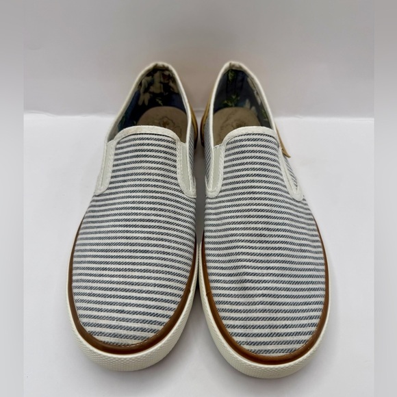 Tommy Bahamas Women’s Canvas Slip On Sneakers Brown/White/Striped, Unixes - Picture 3 of 9